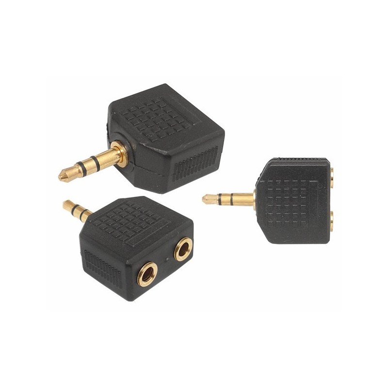 Przejście wtyk stereo jack 3,5 / 2 x gniazdo jack 3,5 stereo złote NH552