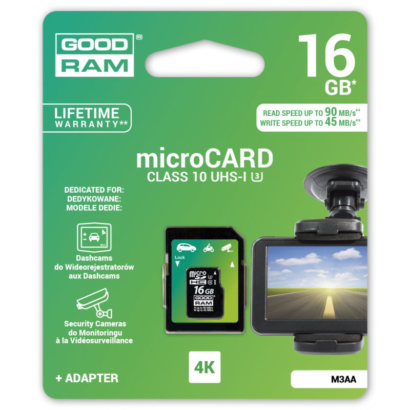 Karta pamięci microSD 16GB UHS-I Goodram z adapterem do rejestratorów sam.