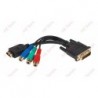 Złącze wtyk DVI (24+5) - HDMI gniazdo + 3 gniazda RCA