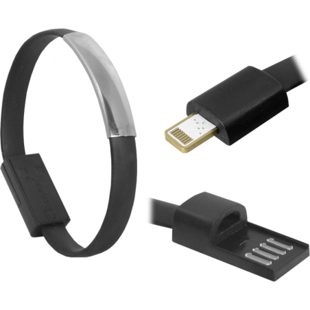 Kabel USB/iPhone 6/6s/5s Bransoletka czarna