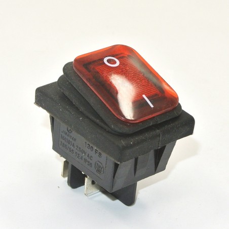 Przełącznik ON-OF KCD4-R 16A 250V czerwony IP65 (z osłoną)