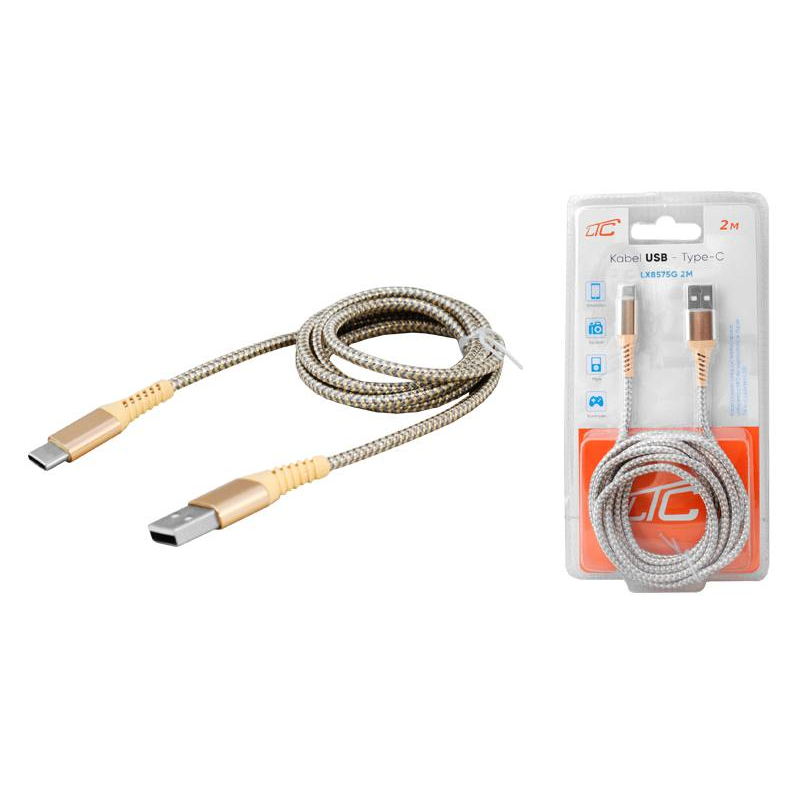 Kabel USB - Type-C 2m złoty Kabel USB - Type-C 2m złoty
