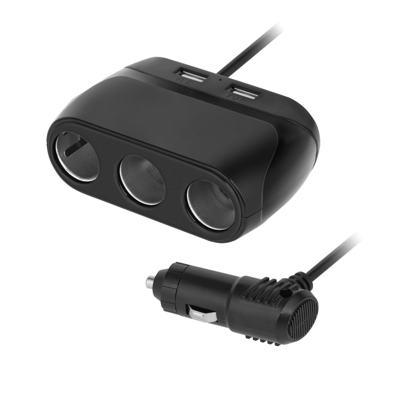 Rozgałęźnik gniazda samochodowego: 3 gniazda + USB 3100mA Rozgałęźnik gniazda samochodowego: 3 gniazda + USB 3100mA