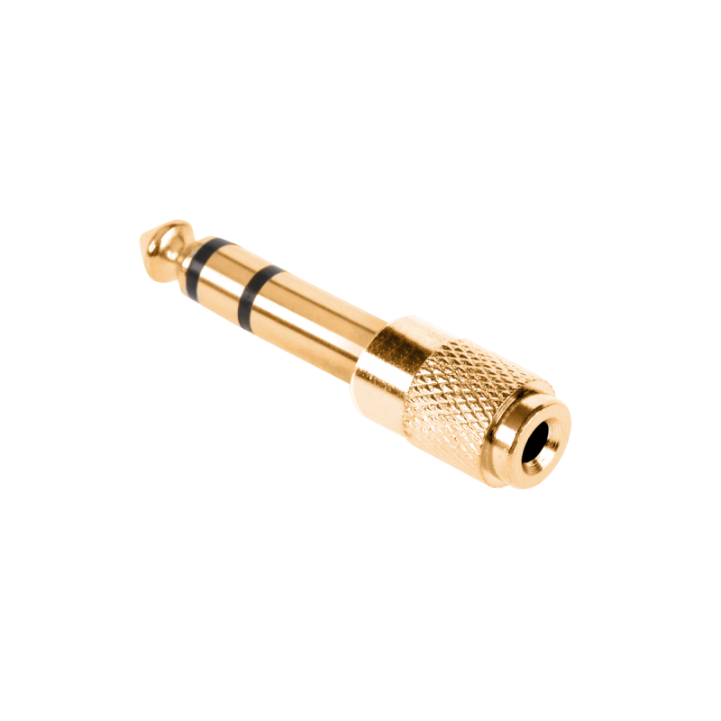 Przejście wtyk stereo jack 6,3 / gniazdo stereo jack 3,5 złote metal