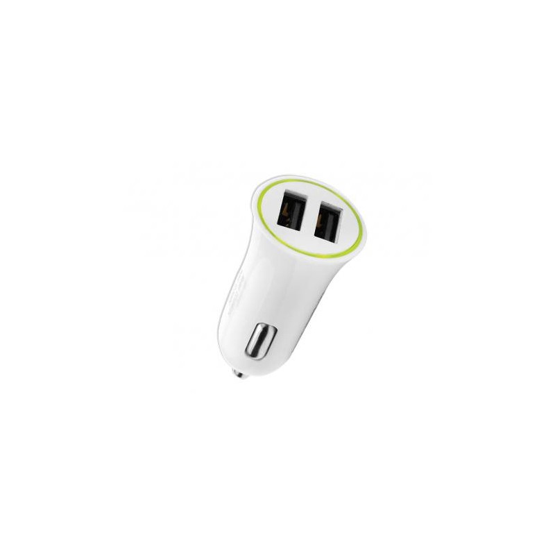 ŁADOWARKA SAMOCHODOWA LTC 2 X USB, CAR CHARGER, 12-24 V, 5 V / 2.1 A, BIAŁA.