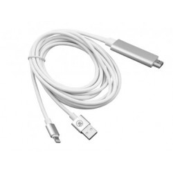 Kabel IPHONE MHL HDMI/Lightning+USB, 2M, HQ.