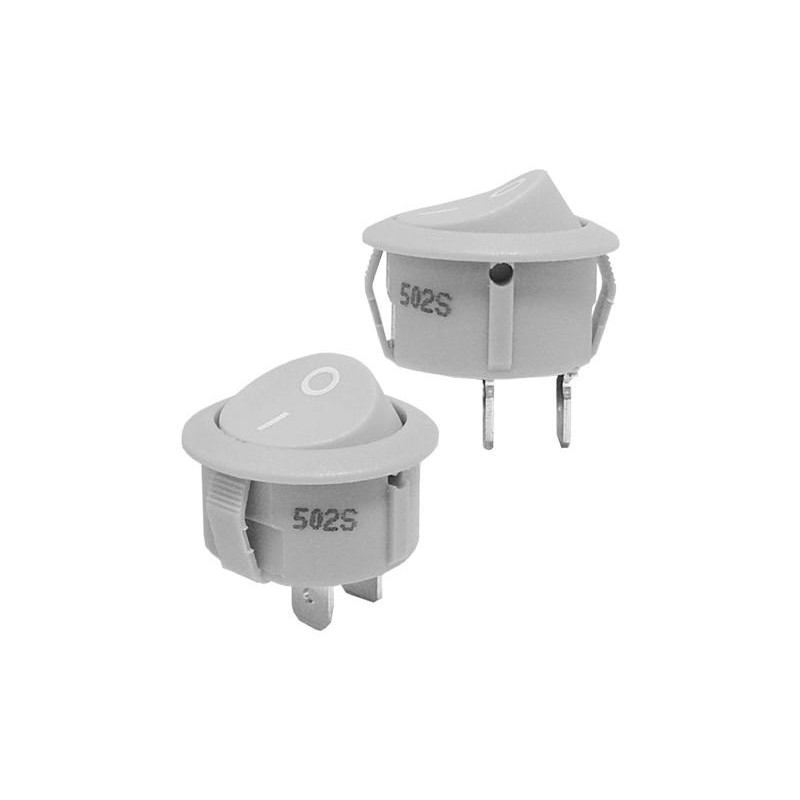 Złącze przełącznik kołyskowy okrągły 2 PIN 3A/250V szary