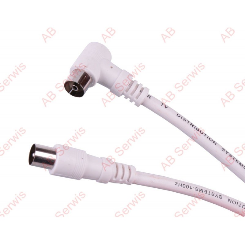 Kabel TV-VIDEO kątowo-prosty biały 2.5m z filtrem 100Hz